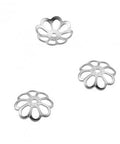 1 MICRON RHODIUM PLATED Silver 925 8.5mm Flower caps Silver 925 8.5mm Flower caps
