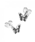 SILVER 925 8MM BLACK ZIRCONIUM BUTTERFLY EARRINGS WITH PIN (1 PAIR) SILVER 925 8MM BLACK ZIRCONIUM BUTTERFLY EARRINGS WITH PIN (1 PAIR)