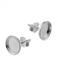 Silver 925 8mm round earring bezel / setting Rhodium plated Silver 925 8mm round earring bezel / setting Rhodium plated
