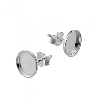 Silver 925 8mm round earring bezel / setting Rhodium plated Silver 925 8mm round earring bezel / setting Rhodium plated