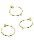 SILVER 925 - 3 MICRON GOLD PLATED SILVER 925 HOOP EARRING WITH RING, 20MM SILVER 925 HOOP EARRING WITH RING, 20MM