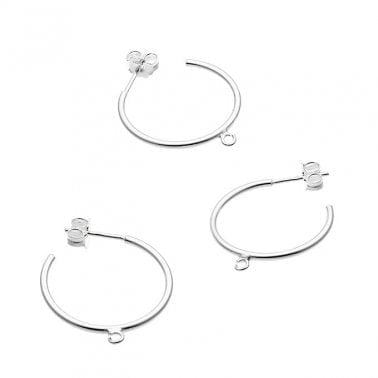 SILVER 925 (925-E124-S) SILVER 925 HOOP EARRING WITH RING, 20MM SILVER 925 HOOP EARRING WITH RING, 20MM