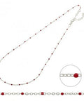 SILVER 925 / RHODIUM PLATED Silver 925 necklace chain and red enamel 38+5cm extender Silver 925 necklace chain and red enamel 38+5cm extender