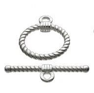 SILVER 925 Silver 925 Twisted Wire Toggle Clasps 2mm Rings 15mm + Bar 25mm Silver 925 Twisted Wire Toggle Clasps 2mm Rings 15mm + Bar 25mm
