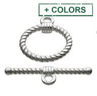 Silver 925 Twisted Wire Toggle Clasps 2mm Rings 15mm + Bar 25mm Silver 925 Twisted Wire Toggle Clasps 2mm Rings 15mm + Bar 25mm