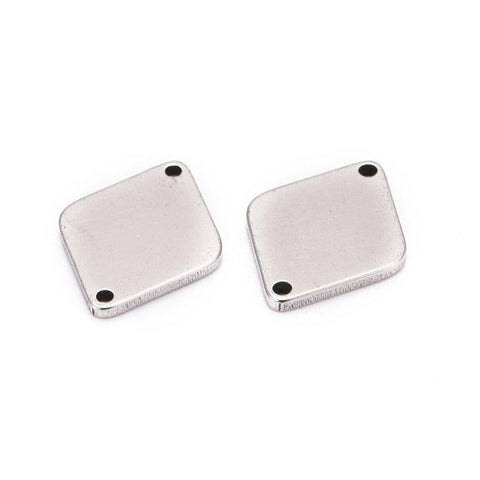 Smooth Surface Stainless Steel Rhombus Stamping Blank Tag Links connectors, 14x11mm Smooth Surface Stainless Steel Rhombus Stamping Blank Tag Links connectors, 14x11mm