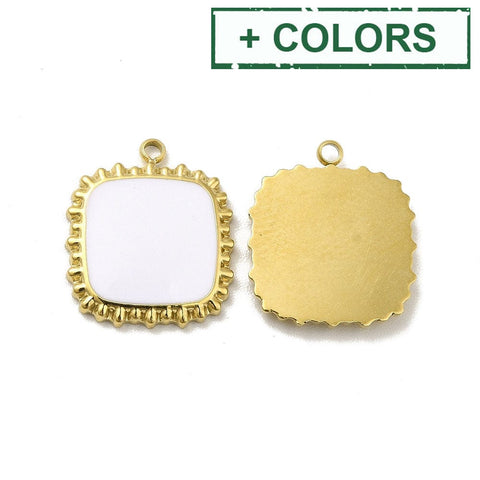(SP8889-X) 304 Stainless Steel Enamel Pendant, Square, Golden, 15x12.5x2mm (1 PC) (SP8889-X) 304 Stainless Steel Enamel Pendant, Square, Golden, 15x12.5x2mm (1 PC)