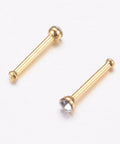 (SP9017G) 316L Surgical Stainless Steel Nose Studs Nose Piercing Jewelry, Nose Bone Rings, with Rhinestone, Golden, Crystal Size: about 2mm (4 PCS) (SP9017G) 316L Surgical Stainless Steel Nose Studs Nose Piercing Jewelry, Nose Bone Rings, with Rhinestone, Golden, Crystal Size: about 2mm (4 PCS)