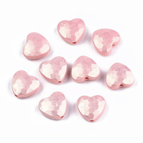 SALMON Spray Painted Acrylic Rubberized Style, Faceted, Hearts, 10.5x11.5x5mm Spray Painted Acrylic Rubberized Style, Faceted, Hearts, 10.5x11.5x5mm