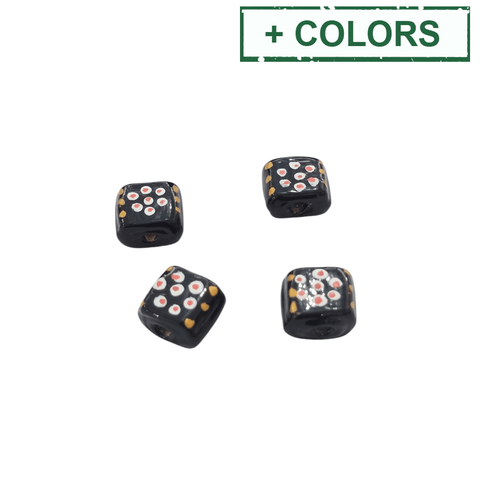 Square Glass Hand Painted Style Beads Square Glass Hand Painted Style Beads