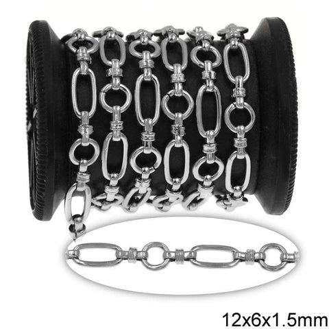STAINLESS STEEL Stainless Steel Chain 1:1 Oval Link 12x6x1.5mm and Round Link 7x1.5mm Stainless Steel Chain 1:1 Oval Link 12x6x1.5mm and Round Link 7x1.5mm