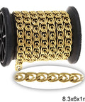 Stainless Steel Gourmette Chain with Spiral Design 8.3x6x1mm Gold Stainless Steel Gourmette Chain with Spiral Design 8.3x6x1mm Gold