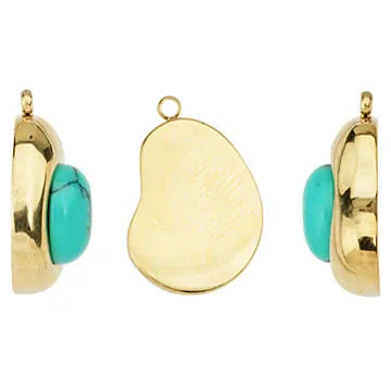 Stainless Steel Organic Pendant Ø1.8mm – 13x20mm Charm - 24kt Gold plated Stainless Steel Organic Pendant Ø1.8mm – 13x20mm Jewelry Charm