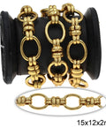 Stainless Steel Oval Link Chain 15x12x2mm with Double "8" Link 16mm Gold Stainless Steel Oval Link Chain 15x12x2mm with Double "8" Link 16mm Gold