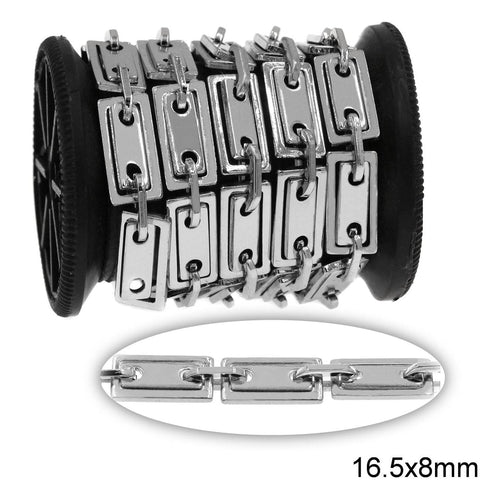 STAINLESS STEEL Stainless Steel Rectangular Link Chain with Frame 16.5x8mm and Oval Link 10.5x5.5x1.4mm Stainless Steel Rectangular Link Chain with Frame 16.5x8mm and Oval Link 10.5x5.5x1.4mm