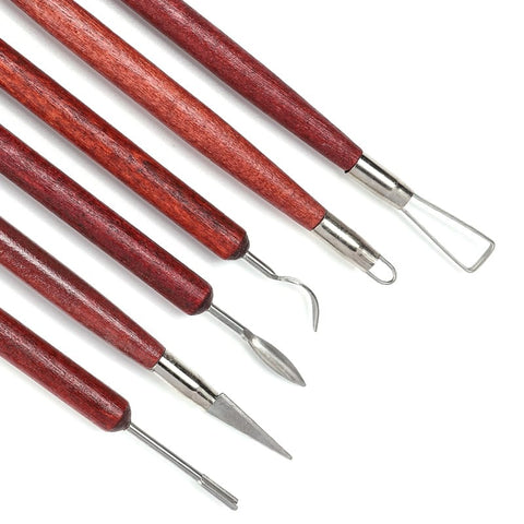 Stainless Steel Sculpture Clay Tool Set, Pottery Carving Tools Stainless Steel Clay Sculpture Tool Set with Wood Handle, 6pcs Pottery Carving Tools