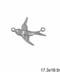 STAINLESS STEEL COLOR Stainless Steel Spacer Stamped Swallow 17.3x19.5mm Stainless Steel Spacer Stamped Swallow 17.3x19.5mm