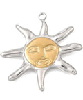 Stainless Steel Sun Pendant | Two-Tone Gold & Silver 28mm Stainless Steel Sun Pendant | Two-Tone Gold & Silver 28mm