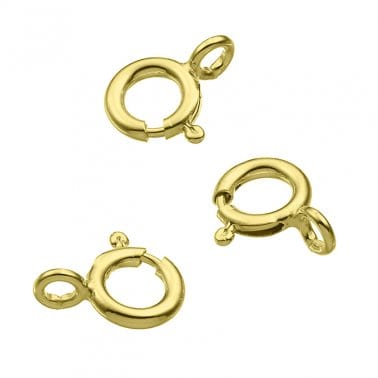 3 Micron Gold Plated Sterling Silver 7mm Spring Ring Clasps Sterling Silver 7mm Spring Ring Clasps