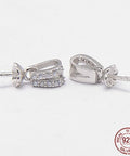 Sterling Silver 925 Rhodium Plated 925 Sterling Silver Cup Pearl Bail Pin Pendants, For Half Drilled Beads, for Half Drilled Beads, 16x4x4mm