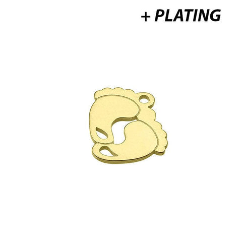 Sterling Silver 925 Sterling Silver 925 10mm Pair of feet Charm Penadant Hole 1mm