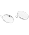 Sterling Silver 925 Sterling Silver 925 10mm Round Pendant Bezels with Ring | Cabochon Settings for Jewelry