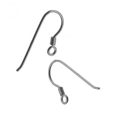 SILVER 925 / BLACK RHODIUM Sterling Silver Spiral Earring Hooks Sterling Silver Spiral Earring Hooks