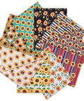 Sunflower Print Polycotton Fabric for Patchwork, Mixed Color, 50x40cm, 10pcs/set Sunflower Print Polycotton Fabric for Patchwork, Mixed Color, 50x40cm, 10pcs/set