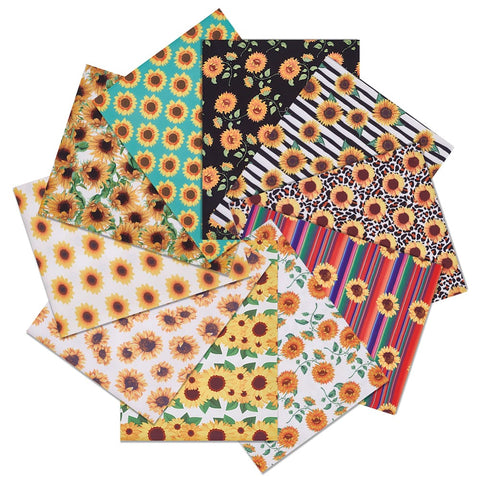 Sunflower Print Polycotton Fabric for Patchwork, Mixed Color, 50x40cm, 10pcs/set Sunflower Print Polycotton Fabric for Patchwork, Mixed Color, 50x40cm, 10pcs/set