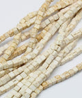 CREAMY WHITE Synthetic Turquoise Bead Strands, Dyed, Cube, 4x4mm Synthetic Turquoise Beads Strands, Dyed, Cube