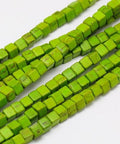 YELLOW GREEN Synthetic Turquoise Bead Strands, Dyed, Cube, 4x4mm Synthetic Turquoise Beads Strands, Dyed, Cube