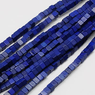 BLUE Synthetic Turquoise Bead Strands, Dyed, Cube, 4x4mm Synthetic Turquoise Beads Strands, Dyed, Cube