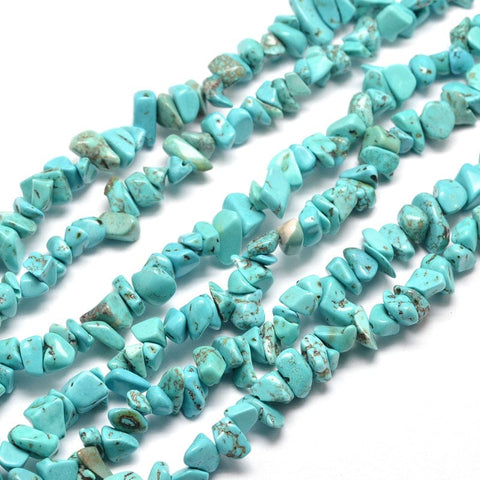 Synthetic Turquoise Chip Bead Strands, Dyed Size: about 5~8mm wide Synthetic Turquoise Chip Bead Strands, Dyed Size: about 5~8mm wide