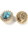 Synthetic Turquoise Sew on Rhinestone 11x13mm 18Kt Gold Plated Synthetic Turquoise Sew on Rhinestone 11x13mm 18Kt Gold Plated