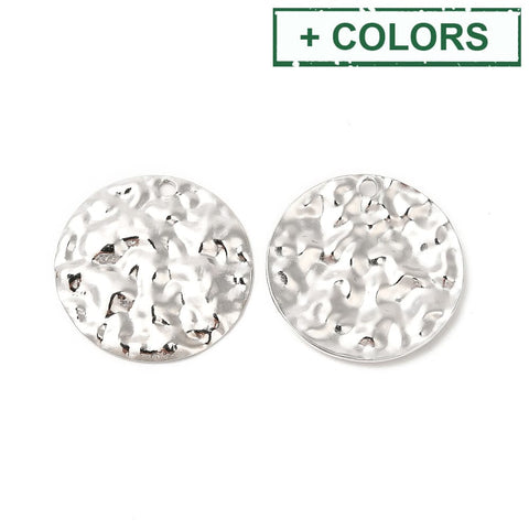 Tarnish-Resistant 304 Stainless Steel Hammered Round Pendant – 29.5mm Tarnish-Resistant 304 Stainless Steel Hammered Round Pendant – 29.5mm