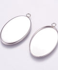 Tarnish Resistant 304 Stainless Steel Pendant Cabochon Settings, Plain Edge Bezel Cups, Oval Tarnish Resistant 304 Stainless Steel Pendant Cabochon Settings, Plain Edge Bezel Cups, Oval