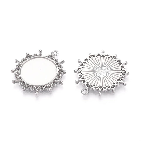 STAINLESS STEEL Tarnish-Resistant 304 Stainless Steel Round Cabochon Pendant Setting Tarnish-Resistant 304 Stainless Steel Round Cabochon Pendant Setting