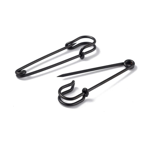 BLACK Tarnish Resistant 304 Stainless Steel Safety Pins Tarnish Resistant 304 Stainless Steel Safety Pins