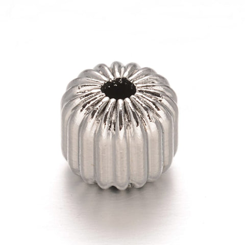 Tarnish-Resistant Stainless Steel Corrugated Lantern Beads – 8mm Stainless Steel Corrugated Lantern Beads 8mm | BalzarCrafts