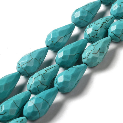 Teardrop Shaped Natural Howlite Beads, Dyed, Dark Turquoise, 25.5x11.5mm Teardrop shaped Natural Howlite Beads, Dyed, Dark Turquoise, 25.5x11.5mm