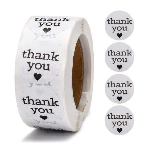 WHITE Thank You Stickers, 25mm Thank You Stickers, 25mm