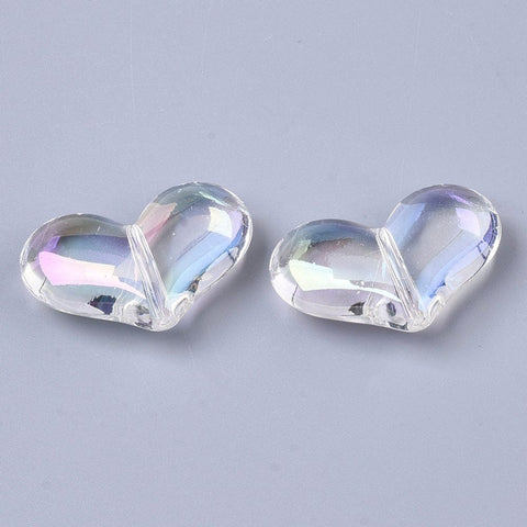 Transparent Acrylic Beads, AB Color Plated, Heart, Clear AB, 19x28x8mm Transparent Acrylic Beads, AB Color Plated, Heart, Clear AB, 19x28x8mm
