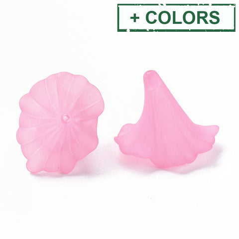 Transparent Acrylic Beads, Calla Lily, Frosted, Dyed about 35mm wide Transparent Acrylic Beads, Calla Lily, Frosted, Clear, Dyed about 35mm wide, 41mm long, 35mm thick, hole: 3mm