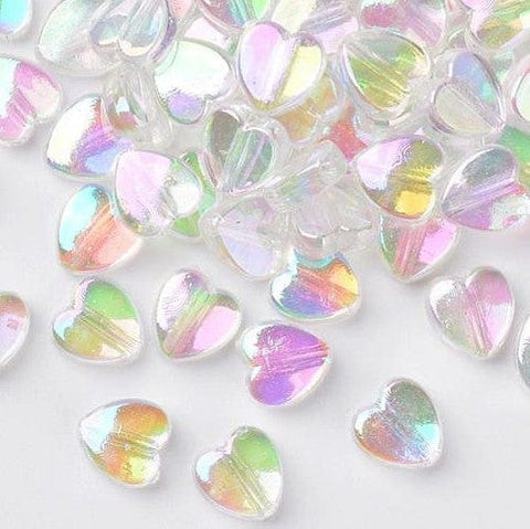 CLEAR AB Transparent Acrylic Heart Beads, 8x8x3mm Transparent Acrylic Heart Beads, 8x8x3mm