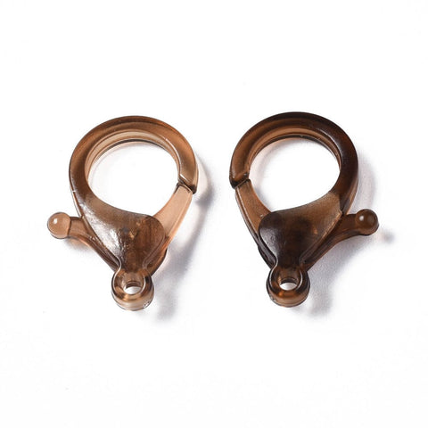 BROWN Transparent Acrylic Lobster Claw Clasps, 25.5x18x6mm Transparent Acrylic Lobster Claw Clasps, 25.5x18x6mm