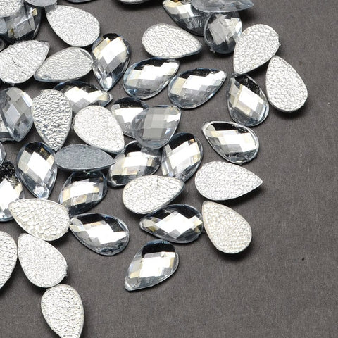 Transparent Faceted Teardrop, Acrylic Hotfix Rhinestone Flat Back Cabochons for Garment Design Transparent Faceted Teardrop, Acrylic Hotfix Rhinestone Flat Back Cabochons for Garment Design