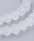 White Transparent Glass Bead Strands, Frosted, Round, 8mm Transparent Glass Bead Strands, Frosted, Round, 8mm