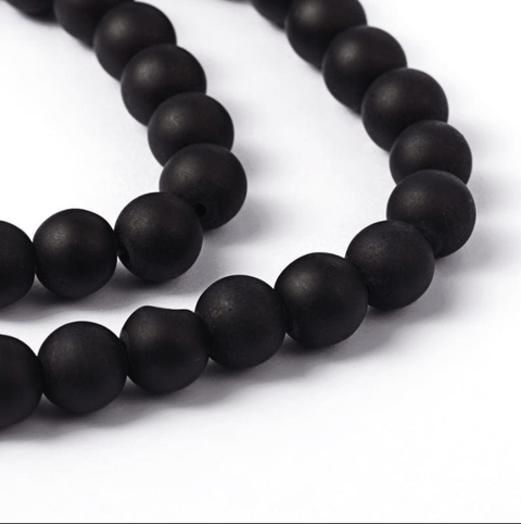 Black Transparent Glass Bead Strands, Frosted, Round, 8mm Transparent Glass Bead Strands, Frosted, Round, 8mm