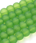 LIME GREEN Transparent Glass Bead Strands, Frosted, Round, 8mm Transparent Glass Bead Strands, Frosted, Round, 8mm