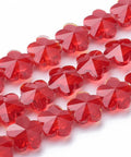 Transparent Glass Beads, Faceted Flower, Red, 10x10mm Transparent Glass Beads, Faceted Flower, Red, 10x10mm